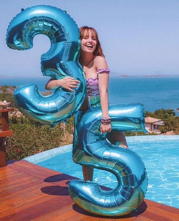 5 Balloon Numbers Birthday Decorations, 40In Light Blue Balloons - Image 2