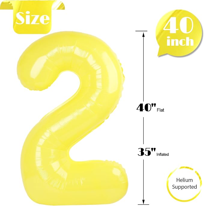 Yellow Number 2 Balloon 40 Inch - Image 4