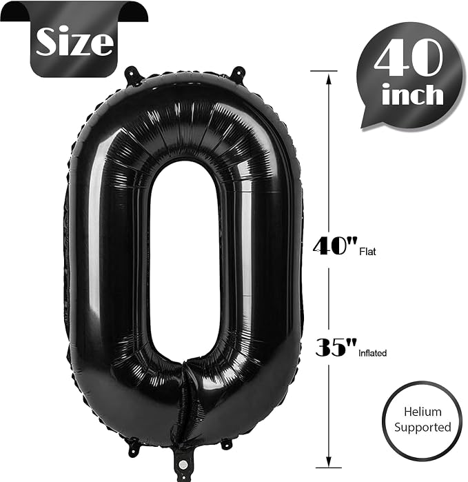 Black Number 0 Balloon 40 Inch - Image 5