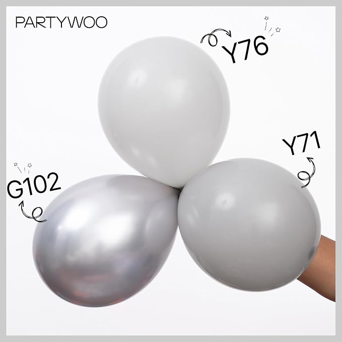 PartyWoo Grey Balloons 50pcs Light Pastel Pale Gray Color 12 Inch | Balloons - Image 4