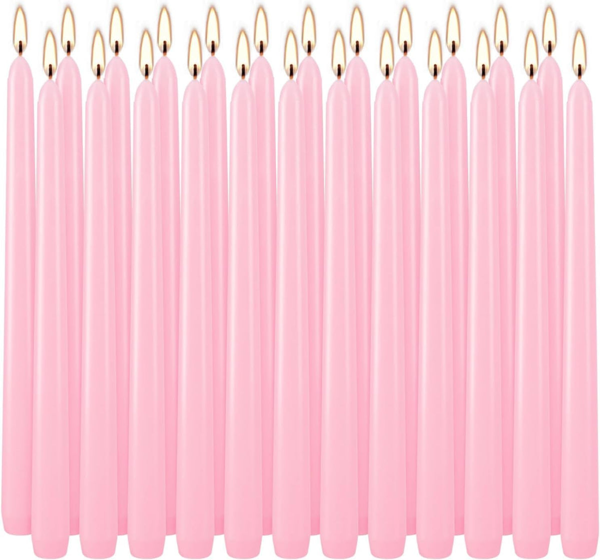 24 Pack Pink Taper Candles, 7-8 Hours Burn Time, Unscented, Smokeless and Dripless, 0.75 x 10 Inch Dinner Candle Set for Household, Wedding, Party and Home Décor Candlesticks