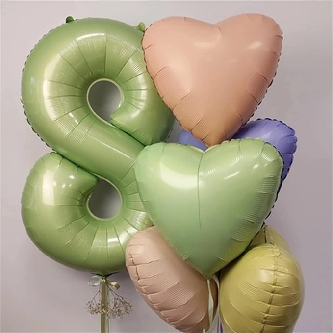 80th Birthday Balloons Sage Green - Image 3