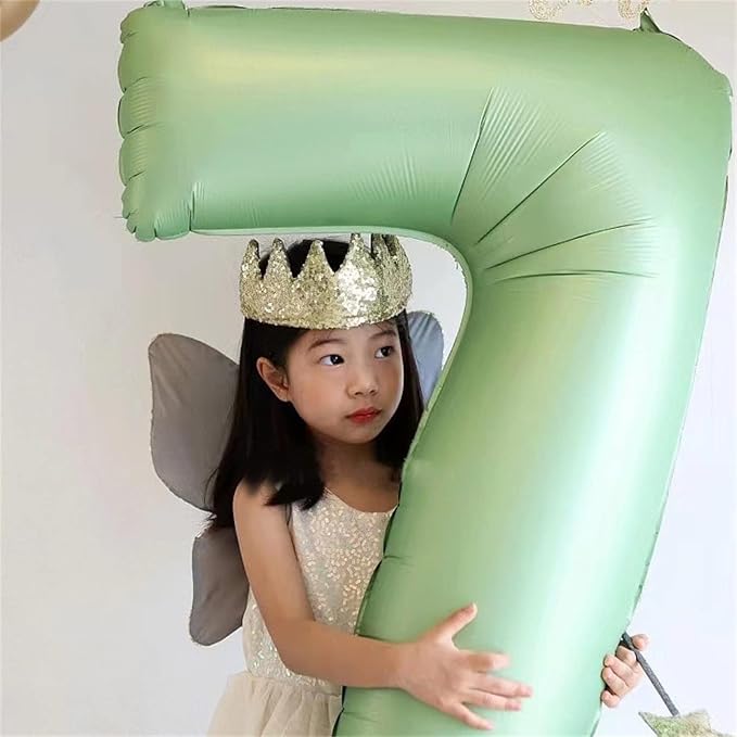 Sage Green Number 17 Birthday Balloons, 40 Inch Large Foil Number 1 & 7 Helium - Image 3