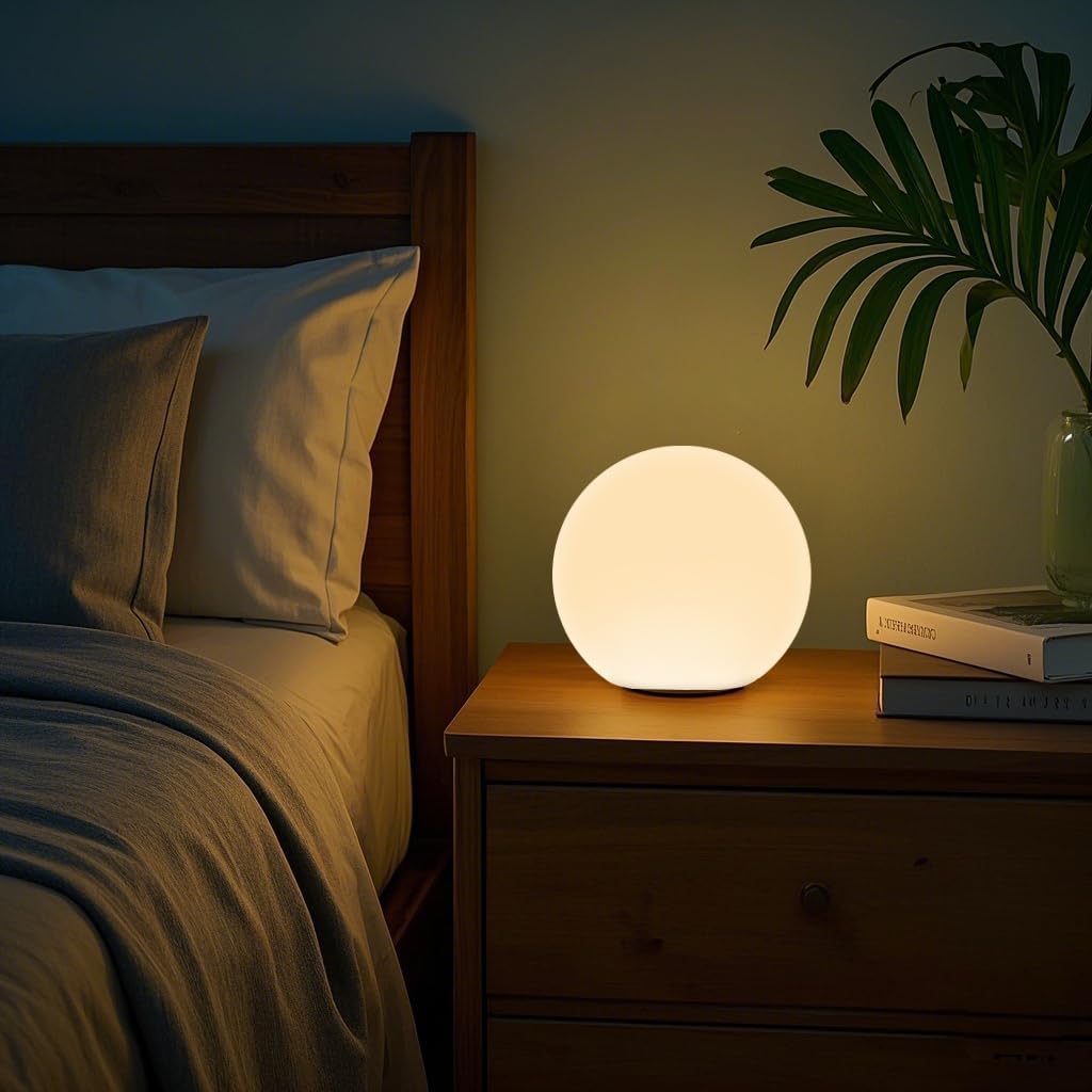 LED Night Light Ball Globe Lamp with Remote 8 Inch 16 RGB Colors Dimmable Mood Lights Rechargeable Outdoor Globe Light for Patio Nursery or Home Decor IP65 Waterproof Ball Light