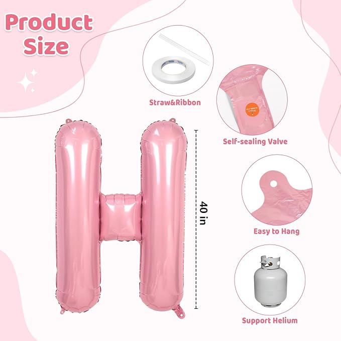 Pink HBD Balloons, HBD Foil Letter Balloon - Image 2