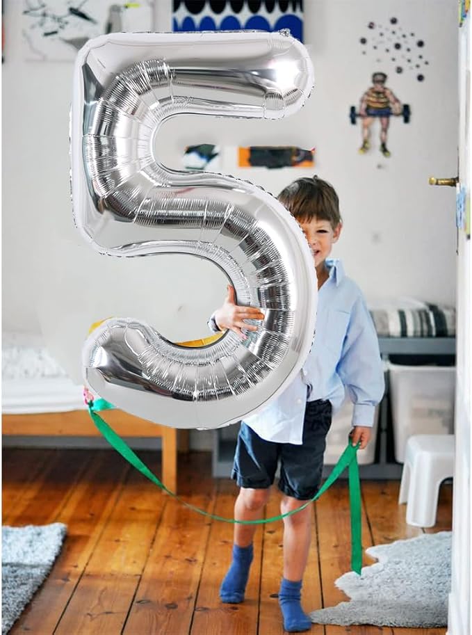 TONIFUL 40 Inch Silver Number 2 Balloon Large Foil 2nd Birthday Decorations | - Image 6