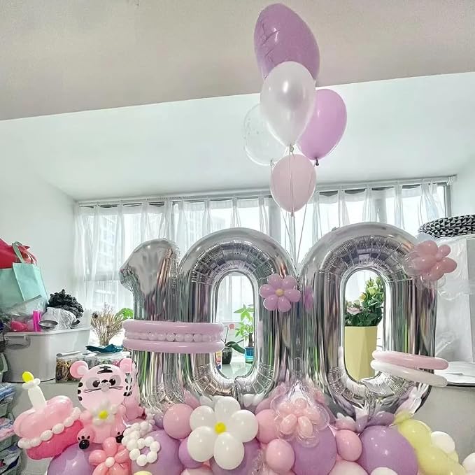 40 inch Silver Number Balloon Giant Foil Helium Balloons Silver Number 4 Balloon - Image 5