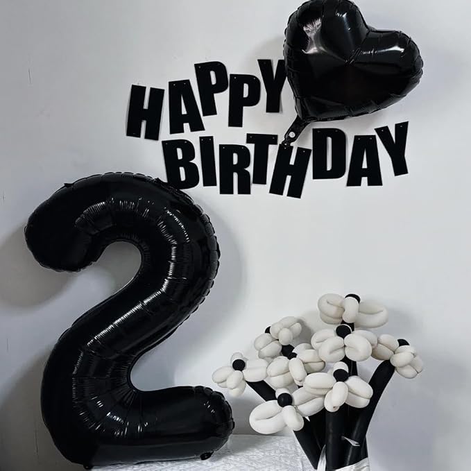 40 inch Black 2 Number Balloon Giant Foil Helium Balloons Black Large Digital - Image 7