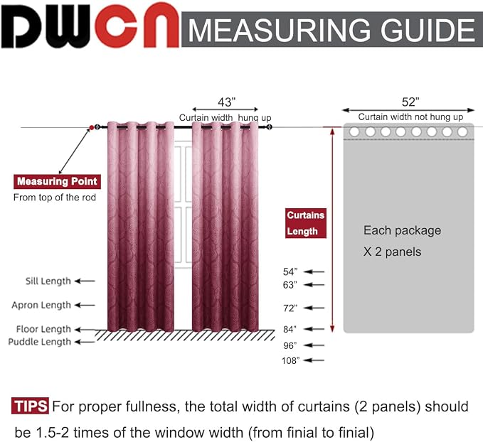 DWCN Ombre Room Darkening Blackout Curtains - Image 7