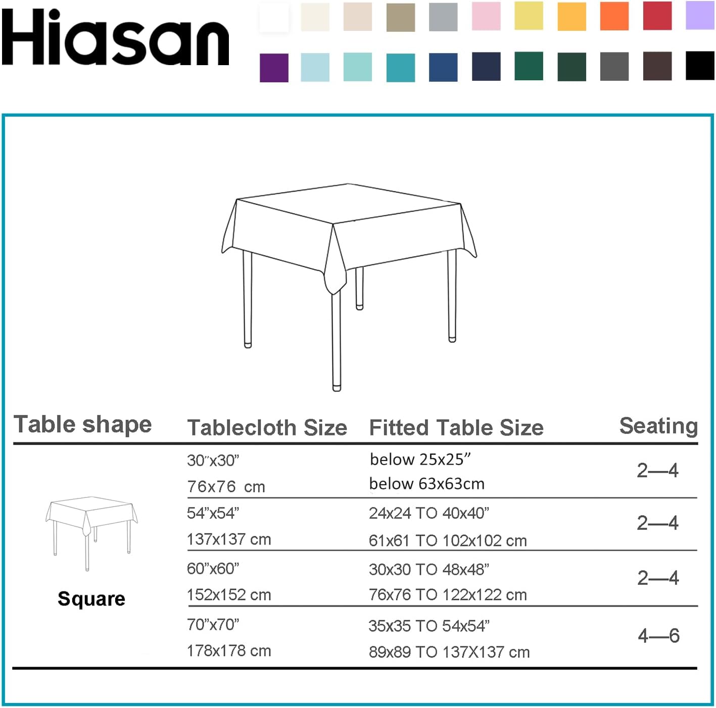 Hiasan Square Tablecloth - Waterproof Washable Polyester Table Cloth for Dining Room Kitchen Party Camping, Navy Blue, 30 x 30 Inch