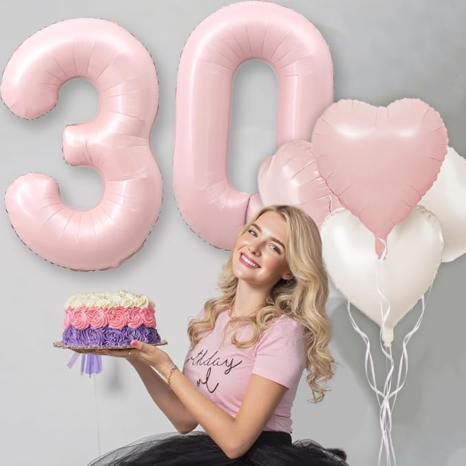 Pink 35 Balloon Number Pastel Pink 35th Birthday Party Decorations - Image 3