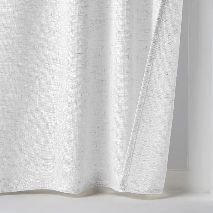 MIULEE Bleached Linen Kitchen Curtains 24 Inches Length 2 Panels Farmhouse | - Image 7