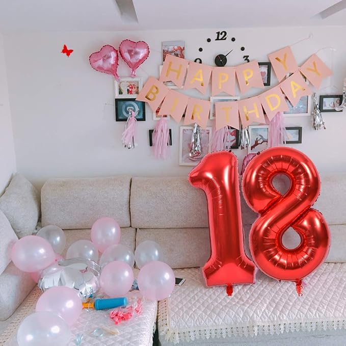 TONIFUL 40 Inch Red Number 2 Balloons Large Foil 2nd Birthday Decorations | Red - Image 6