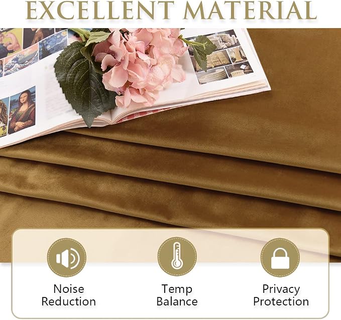 Gold Brown Velvet Curtains 120 Inches Fall Decor - Image 8