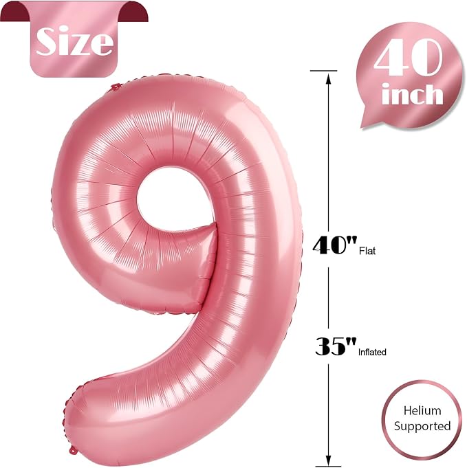 Pearl Pink Number 9 Balloon 40 Inch - Image 5
