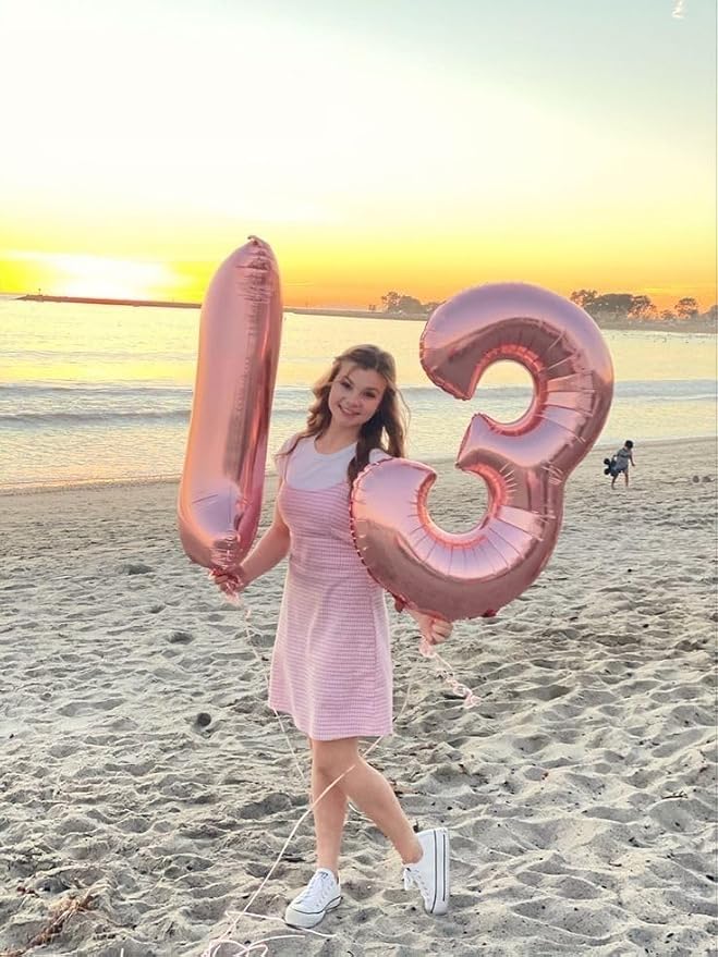 Large Number Balloons 40 Inch Pink 13 Balloon - Image 2