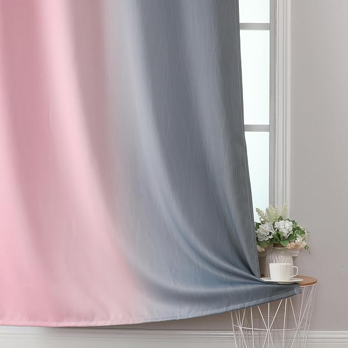Pink and Grey Ombre Blackout Curtains 102 Inches Long - Image 6