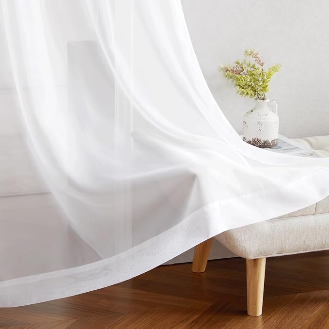 NICETOWN Soft Voile White Sheer Curtains 63 inches Long - Image 7