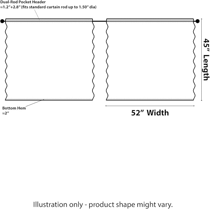 Kotile Ivory Lace Curtains for Kitchen Windows W52 x L45 Inch, 2 Panels | Rod - Image 3