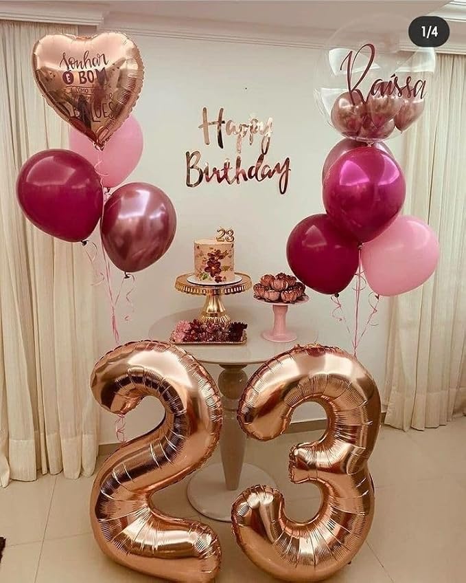 Number 25 Balloons 40 Inch for 25 52 Birthday Party Decorations, Rose Gold | - Image 3
