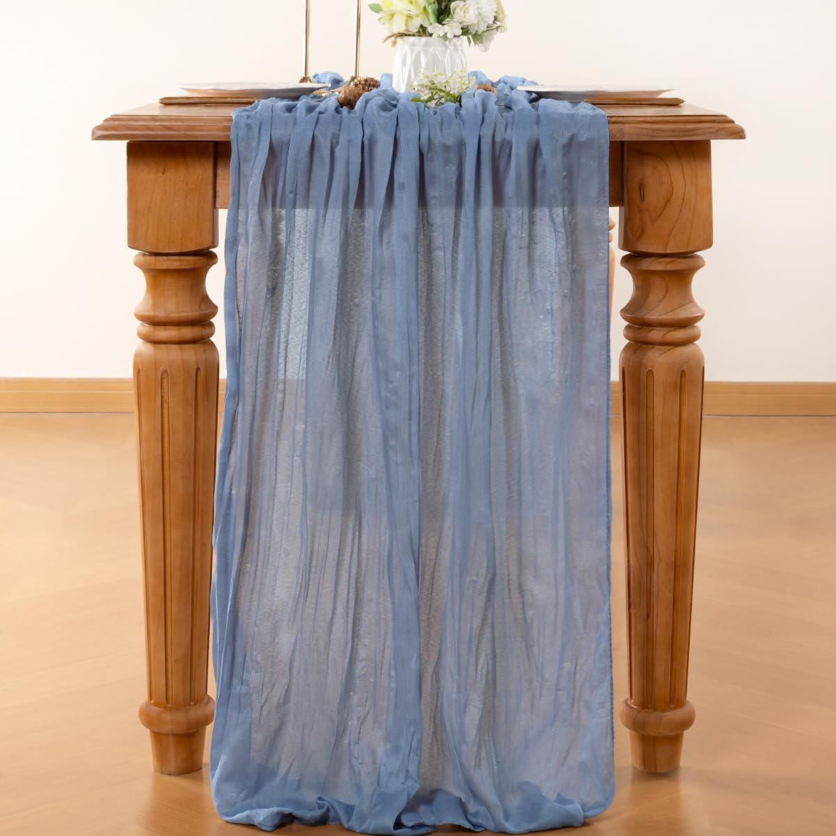Dusty Blue Table Runner Cheesecloth Table Runner 4 Pack 14FT Farmhouse Table Runners 160 Inches Fall Table Decor Dining Room Centerpiece Wedding Boho Baby Shower Birthday