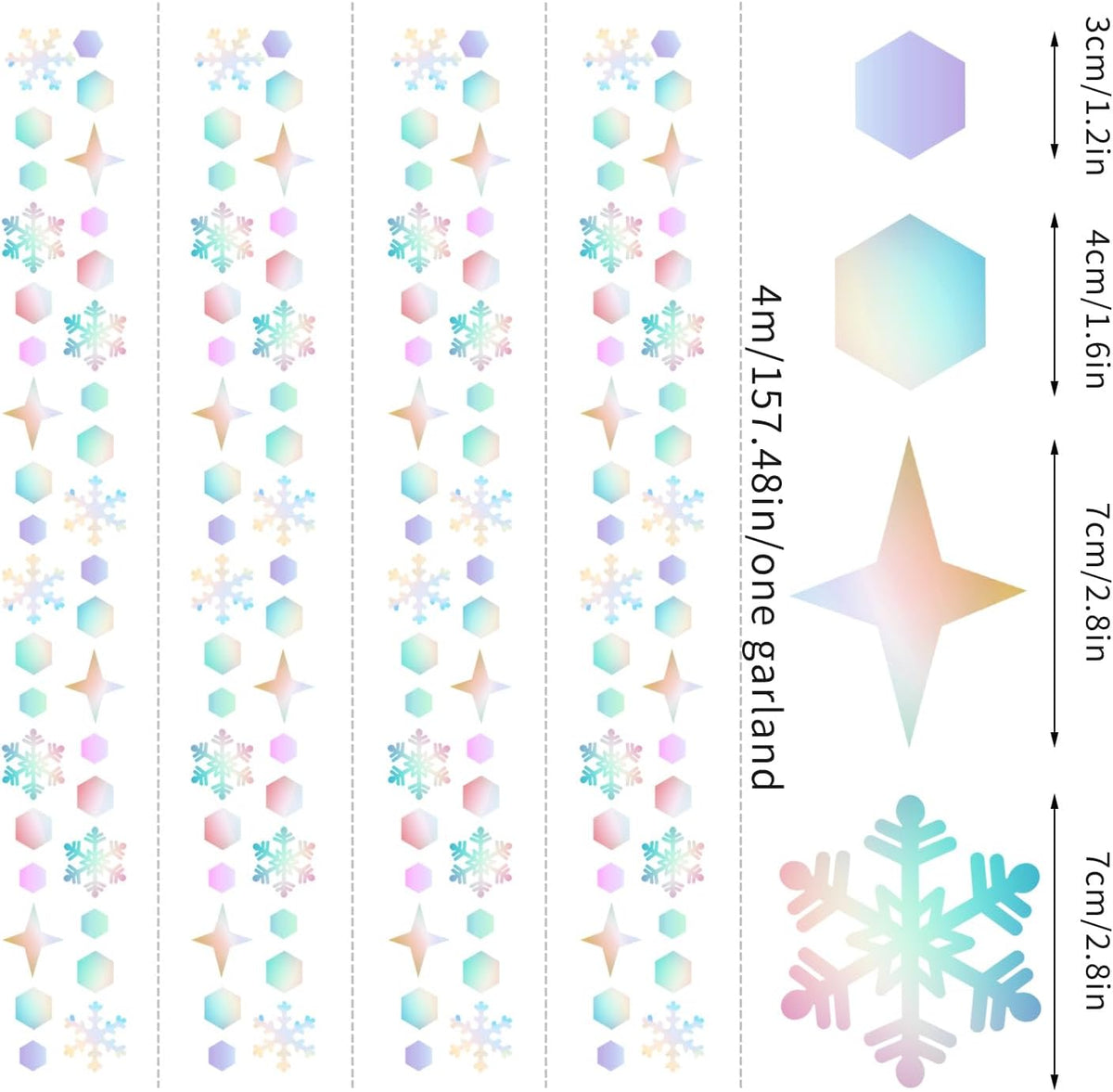 Snowflake-Snow Iridescent-Holographic Christmas Party-Decorations Streamers - 52Ft White Winter Wonderland Frozen Hanging Paper Garland Banner,Birthday Wedding Baby Shower New Year Supplies Hugtmr