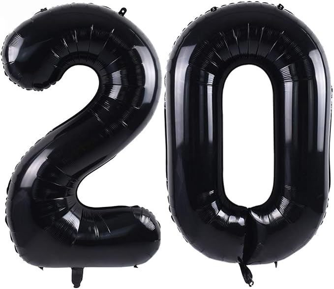 TONIFUL 40 Inch Black Number 20 Balloon Large Foil 20th Birthday Decoration | by TONIFUL