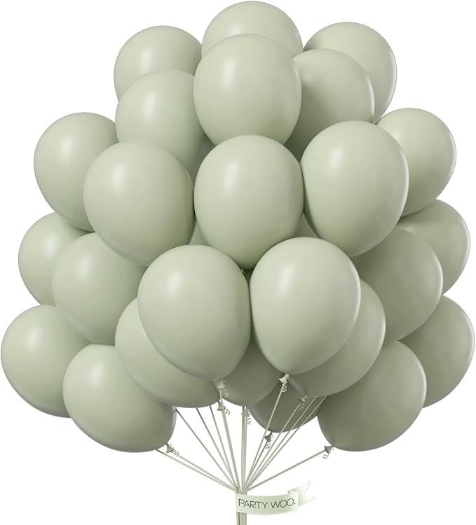 PartyWoo Sage Green Balloons 100pcs Boho Dusty Olive Green Color | Balloons by PartyWoo