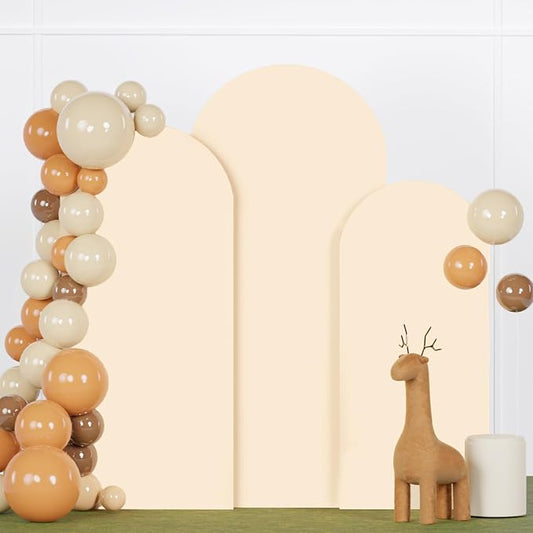 FANPROMS Wedding Arch Cover Beige 5ft 6ft 7ft Spandex Arch Backdrop Cover Set by FANPROMS