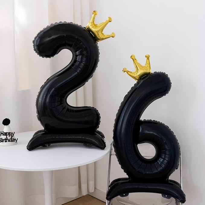 Black Crown Number 5 Balloon Standing Black Princess Digital 5 Foil Balloon | - Image 5