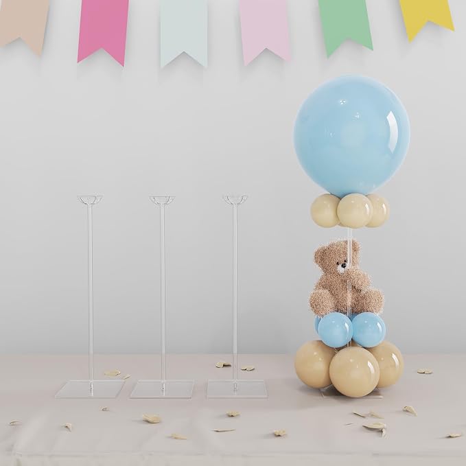 YALLOVE 4-Pack 23.6-Inch Clear Acrylic Balloon Centerpiece Stands | Tabletop by YALLOVEPARTYSUPPLIES