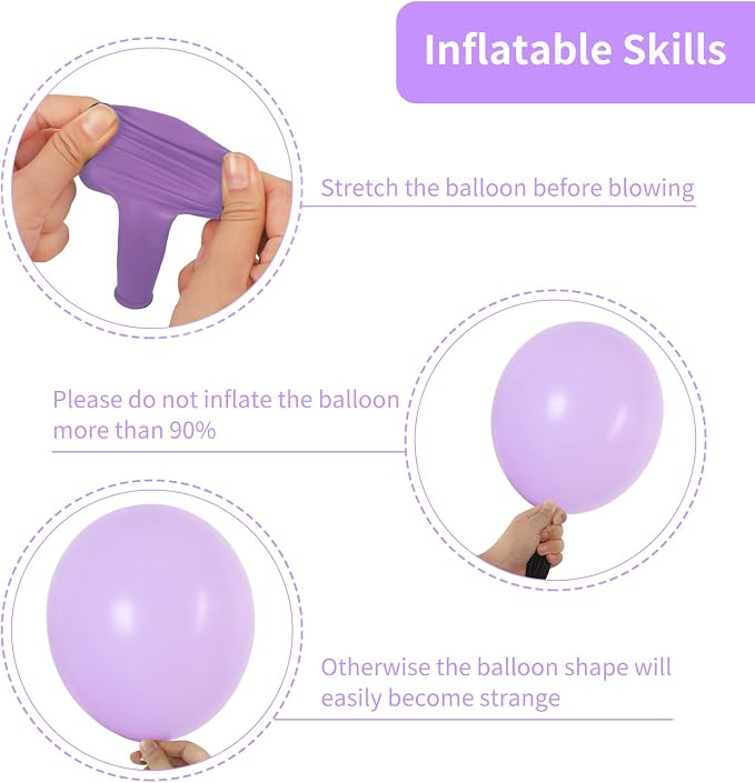 RUBFAC Pastel Purple Different Sizes Light Pruple Balloon Arch Kit 129pcs | - Image 3