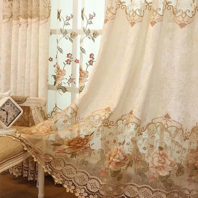 Luxury Embroidered Cloth Curtain 96 inch Length by Risuho