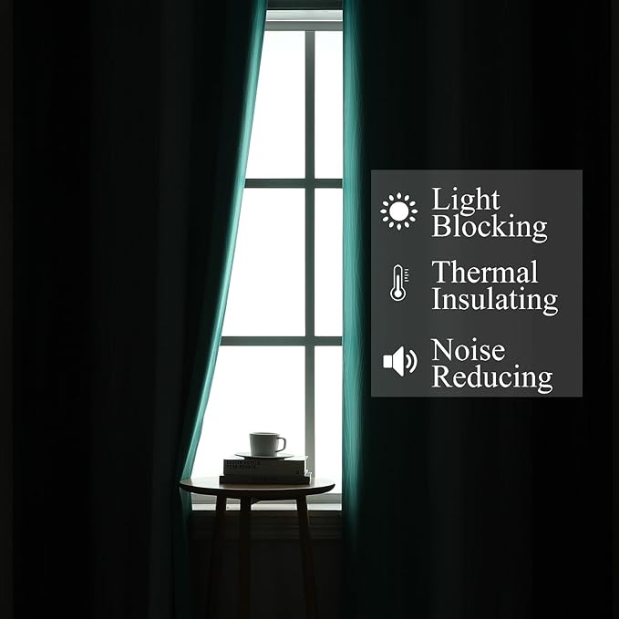 Navy Blue and Teal Blackout Curtains 54 Inch Length, Full Light Blocking - Image 3