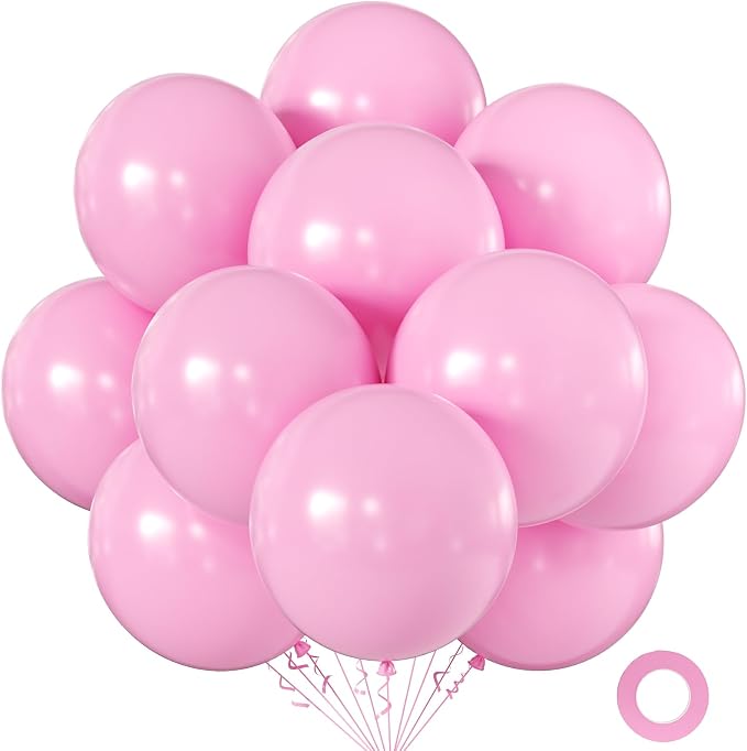 Pink Balloons 18 Inch 24 Pack Matte Helium Latex Round Balloons by KALOR