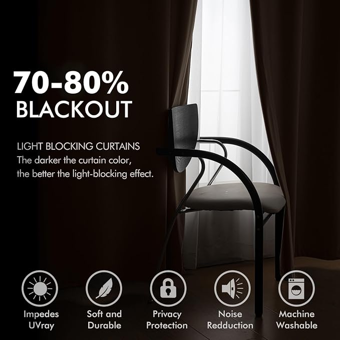 MIULEE Velvet Curtains Brown 52 x 96 Inch Length Set of 2 | Grommet Drapes - Image 5