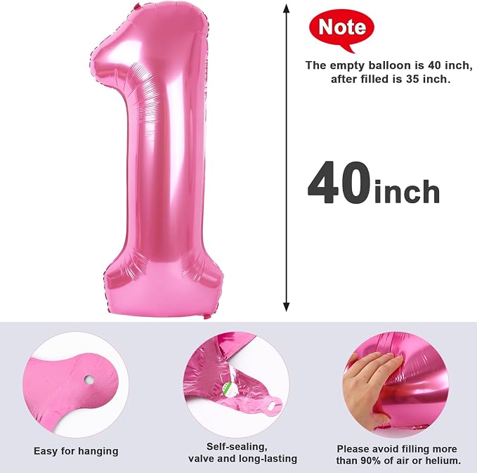 1 Balloon Number 40 Inch Pink Balloons - Image 5