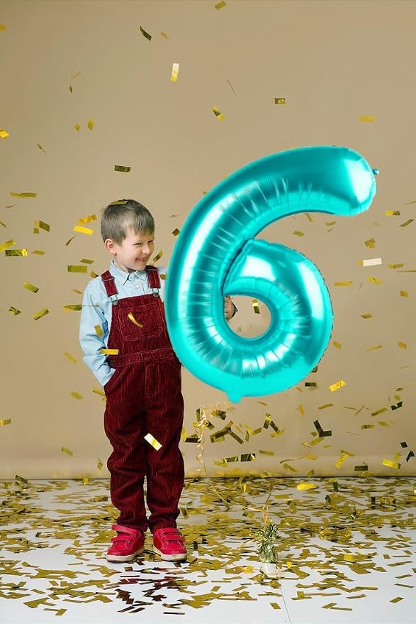 Number Balloons Teal Blue 9 Balloon 40 inch - Image 2