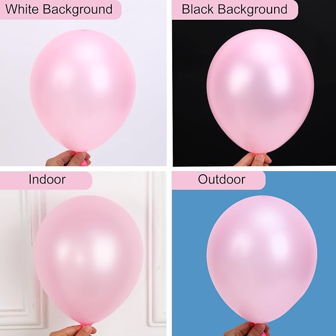 RUBFAC Pearl Pink Balloons 129pcs Different Sizes Pack of 18 12 10 5 Inch | - Image 4