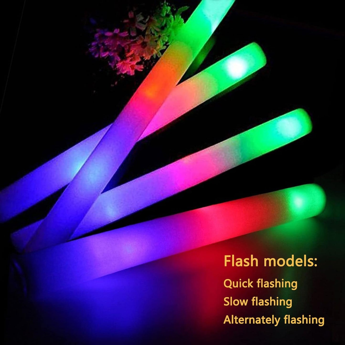 Foam Glow Sticks 110 Pcs,Glow in The Dark Party Supplies Light Up Batons Party Favors with 3 Modes Colorful Flashing for Party Wedding Birthday Concert Halloween Christmas