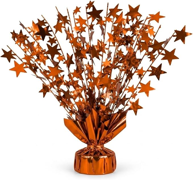 PMU 12 Pack Bursting Star Metallic Foil Spray Centerpiece- Metallic Orange by PMU