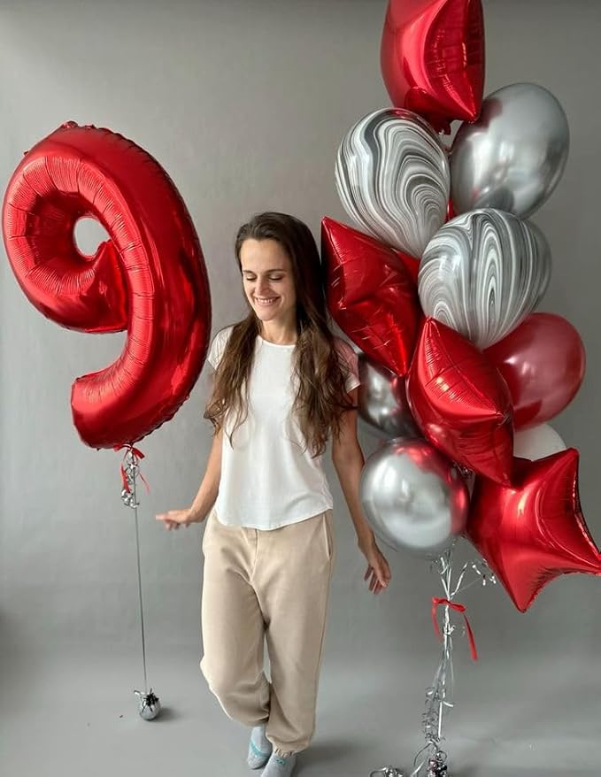 Number Balloons 40 Inch Red 8 Balloon - Image 2