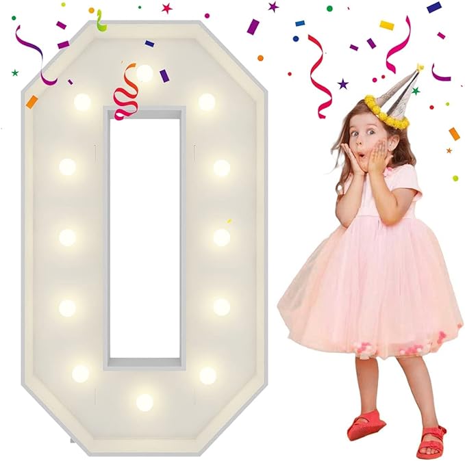 4FT Light Up Numbers Letters, Giant Marquee Numbers, Mosaic Balloon Number 0 by MerryMosaics