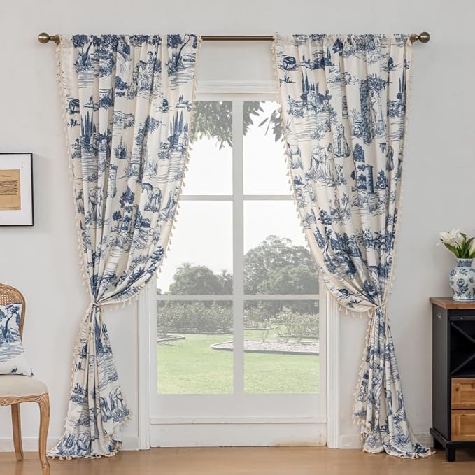 F-CHU Blue Vintage Curtains 72 Inches Long - Image 5