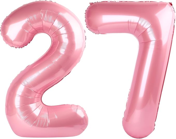 27 Balloon 40 inch Pearl Pink Number Balloons by Enyeopd
