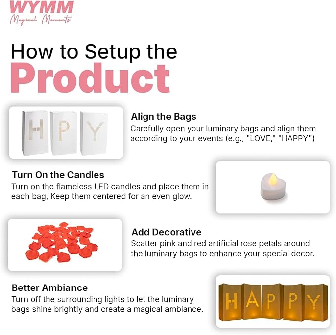 WYMM It Was Always You Light Up Letters, 30 Tea Lights & 1000 Rose Petals | - Image 6