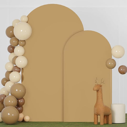 FANPROMS Khaki Arch Cover Set of 2 Arch Backdrop Stand Cover 6FT 7.2FT Spandex by FANPROMS