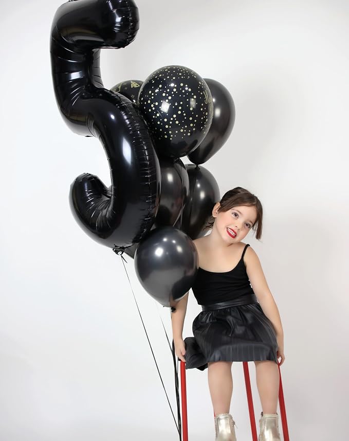 8 Balloon - Black Birthday Number Balloons, 40 Inch Decorations Men Women | - Image 9