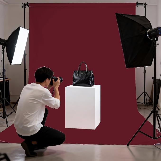 Burgundy Photography Backdrop for Photoshoot, Fabric 6x9ft | Polyester Studio - Image 4