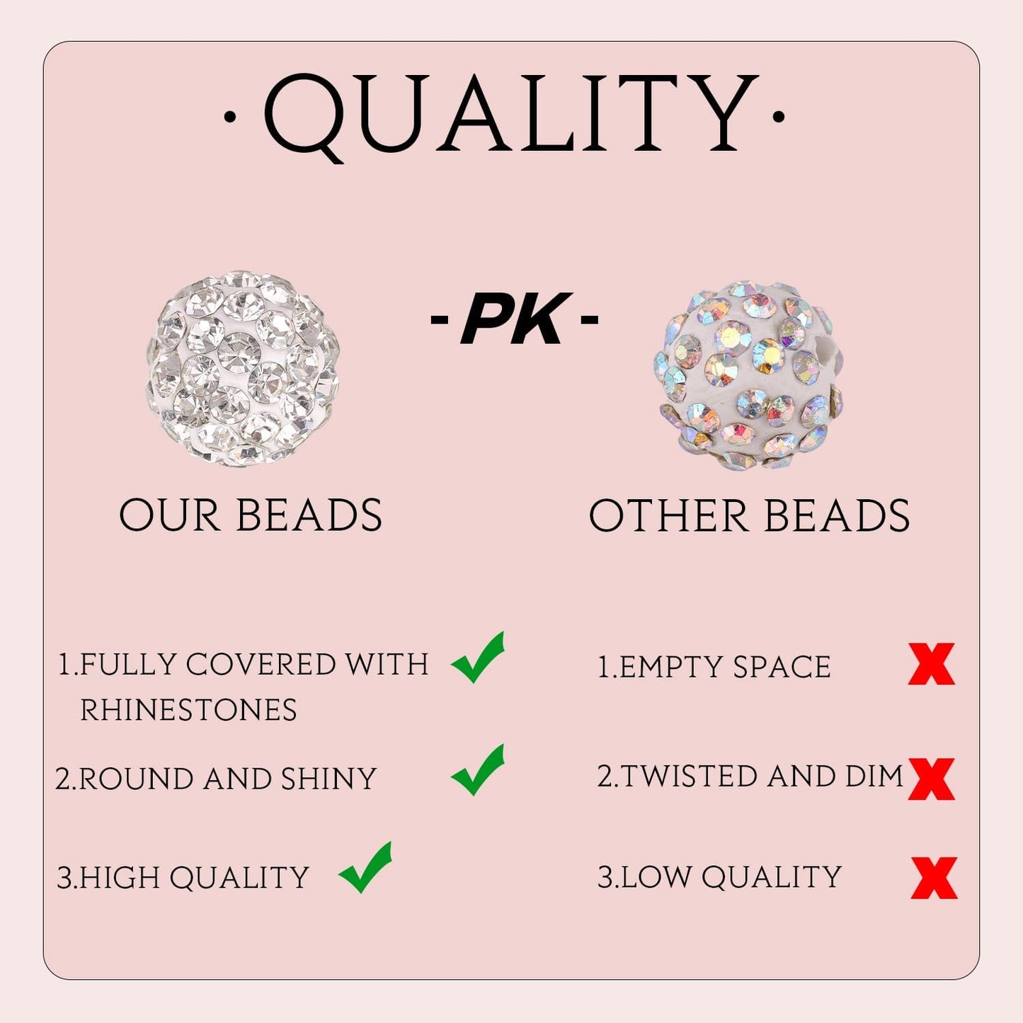 100 pcs 10mm Rhinestone Beads for Jewelry Making Crafting, White Shiny Round Disco Baseball Necklace Beads for DIY Shamballa Sparkle Crystal Clay Christmas Bracelet Earring